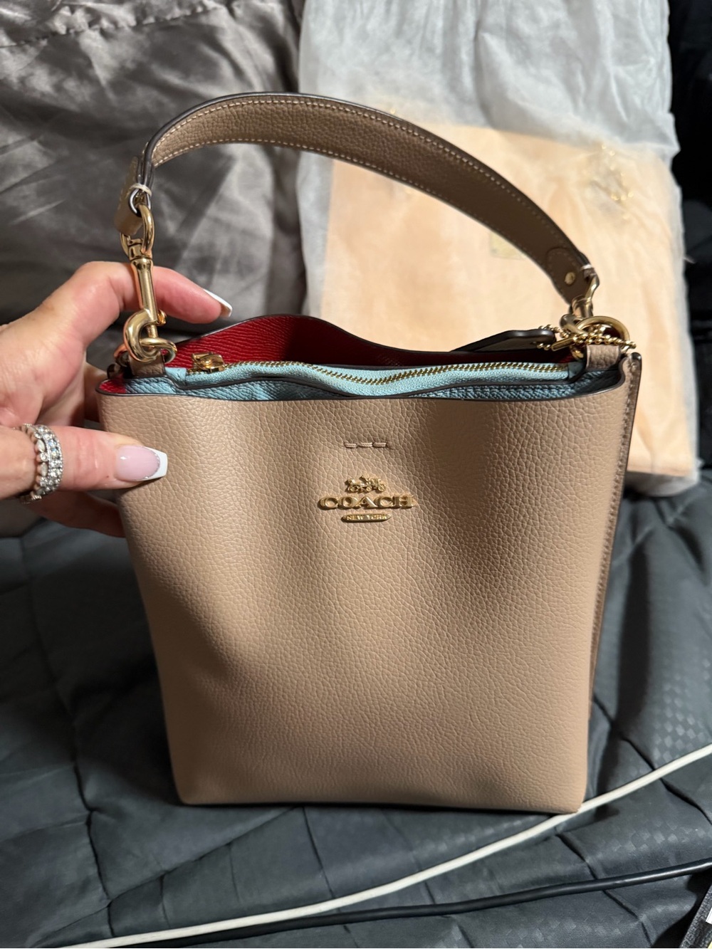 Coach Leather Shoulder Bag in Dark Tan